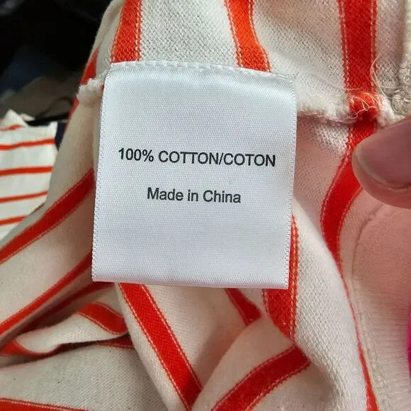 Tory Burch Orange White Striped Nautical Logo Top
